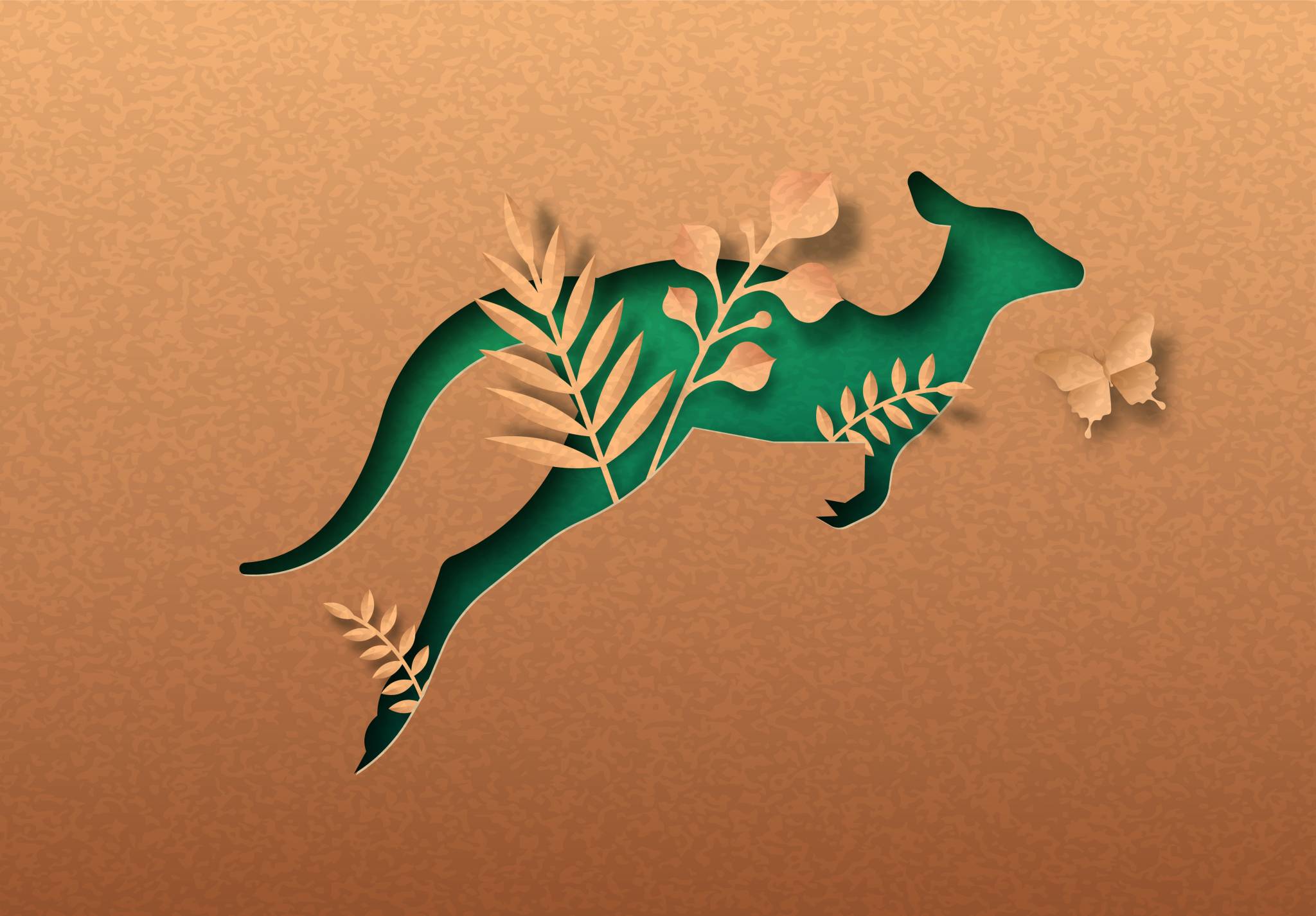 A captivating paper art showcasing an Australian kangaroo, beautifully crafted with intricate details