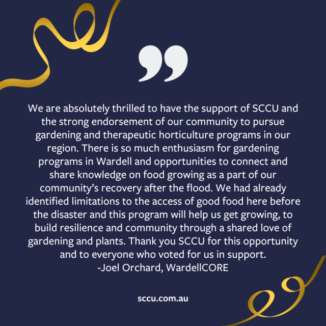 Facebook testimonial from SCCU Supporting WardellCORE