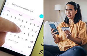 Lady asking for assistance via her phone about her card